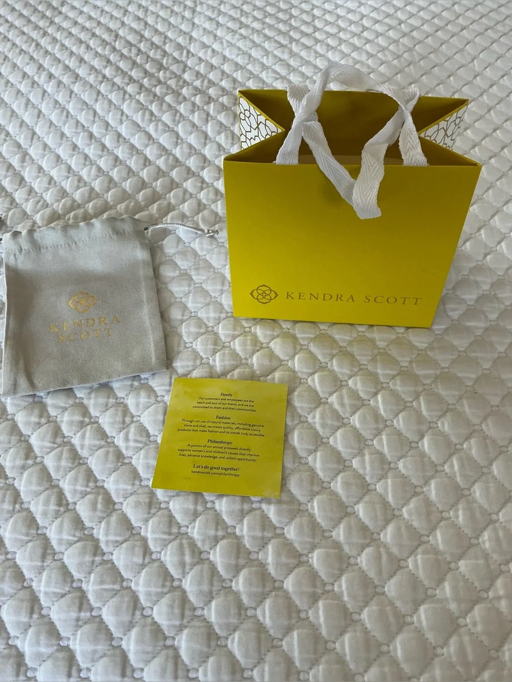 Kendra Scott Yellow Gift Bag with Cream Dust Pouch